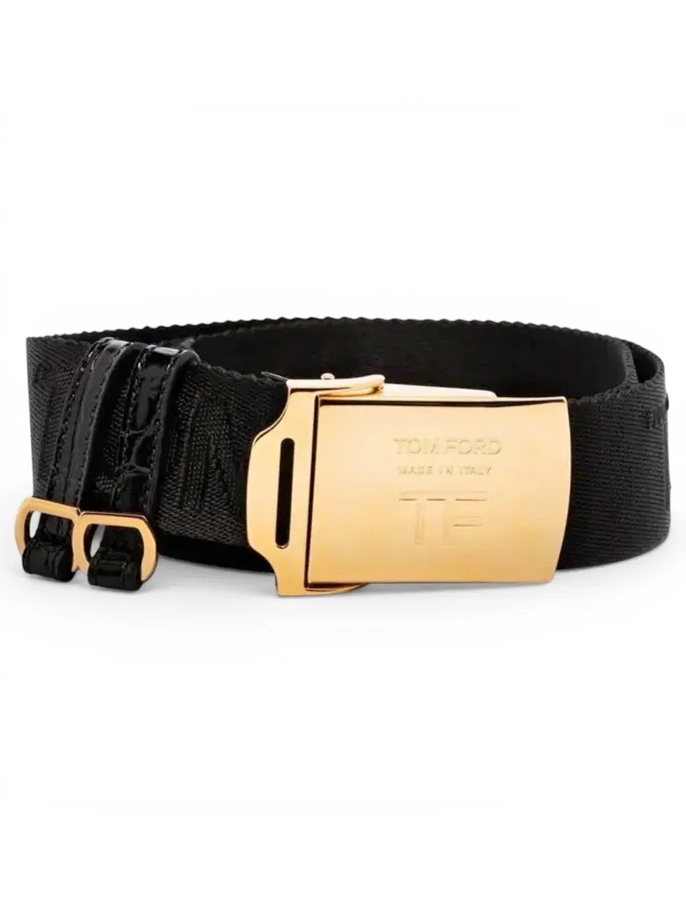 Tom Ford Logo Jacquard Belt with Leather Trim